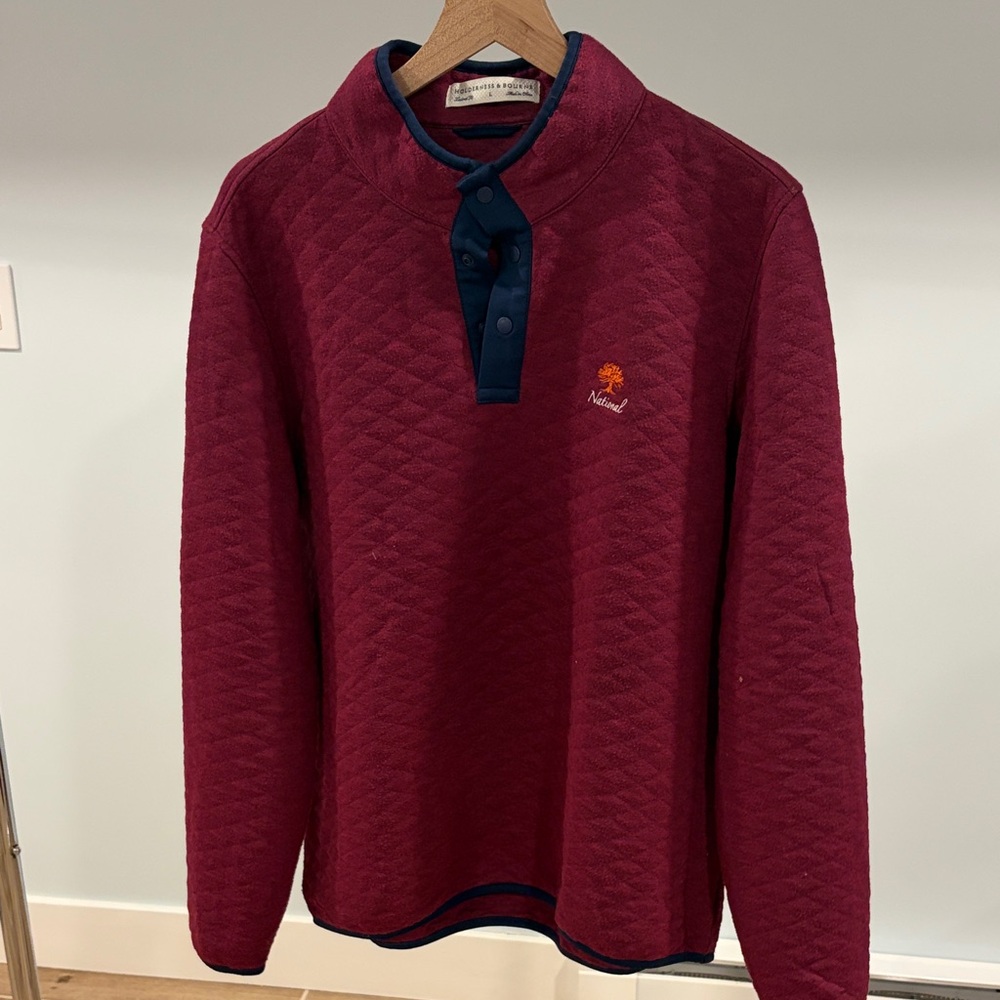 Burgundy Quilted Pullover with Navy Accents Kiawah Holderness and Bourne